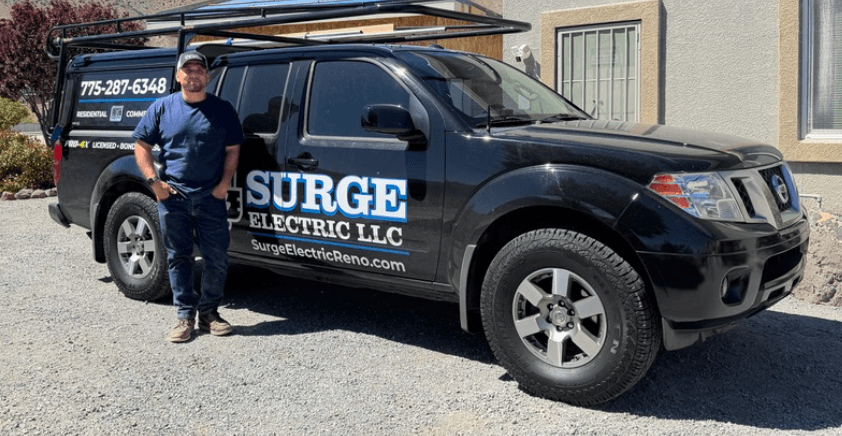 Nestor with the Surge Electric service truck in Reno