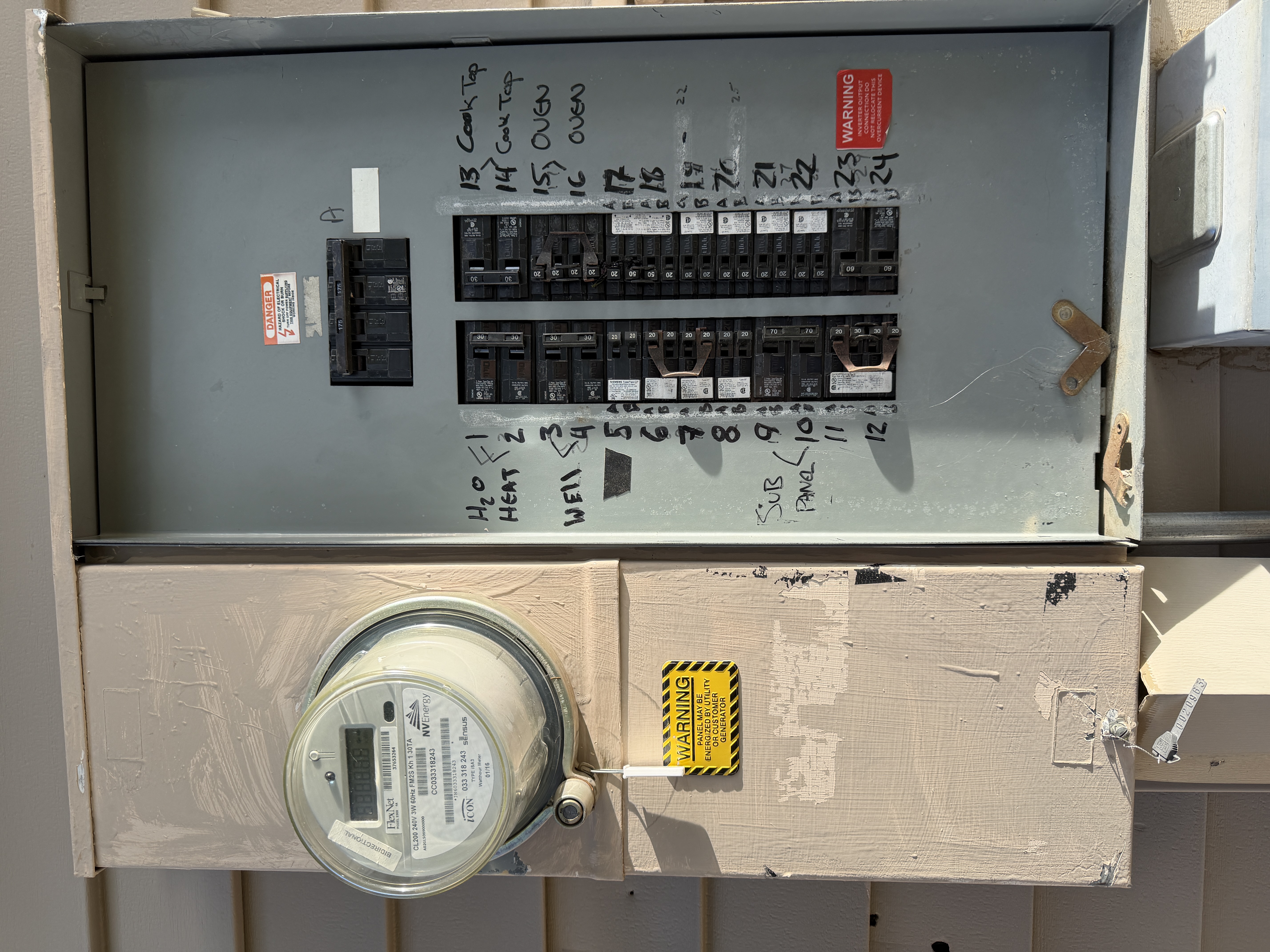 175 Amp to 200 Amp Solar-Ready Panel Upgrade existing condition photo 2